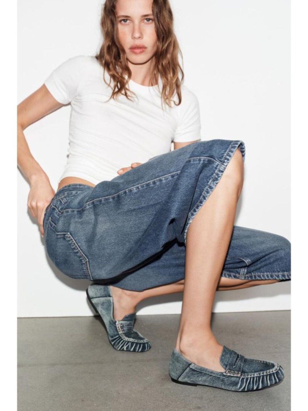 ZARA DENIM EFFECT LOAFERS - Picture 2 of 5